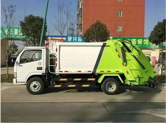 5.5 Cbm Fuel Type Trash Dump Truck Truk Pengumpul Sampah Dengan Loader Belakang